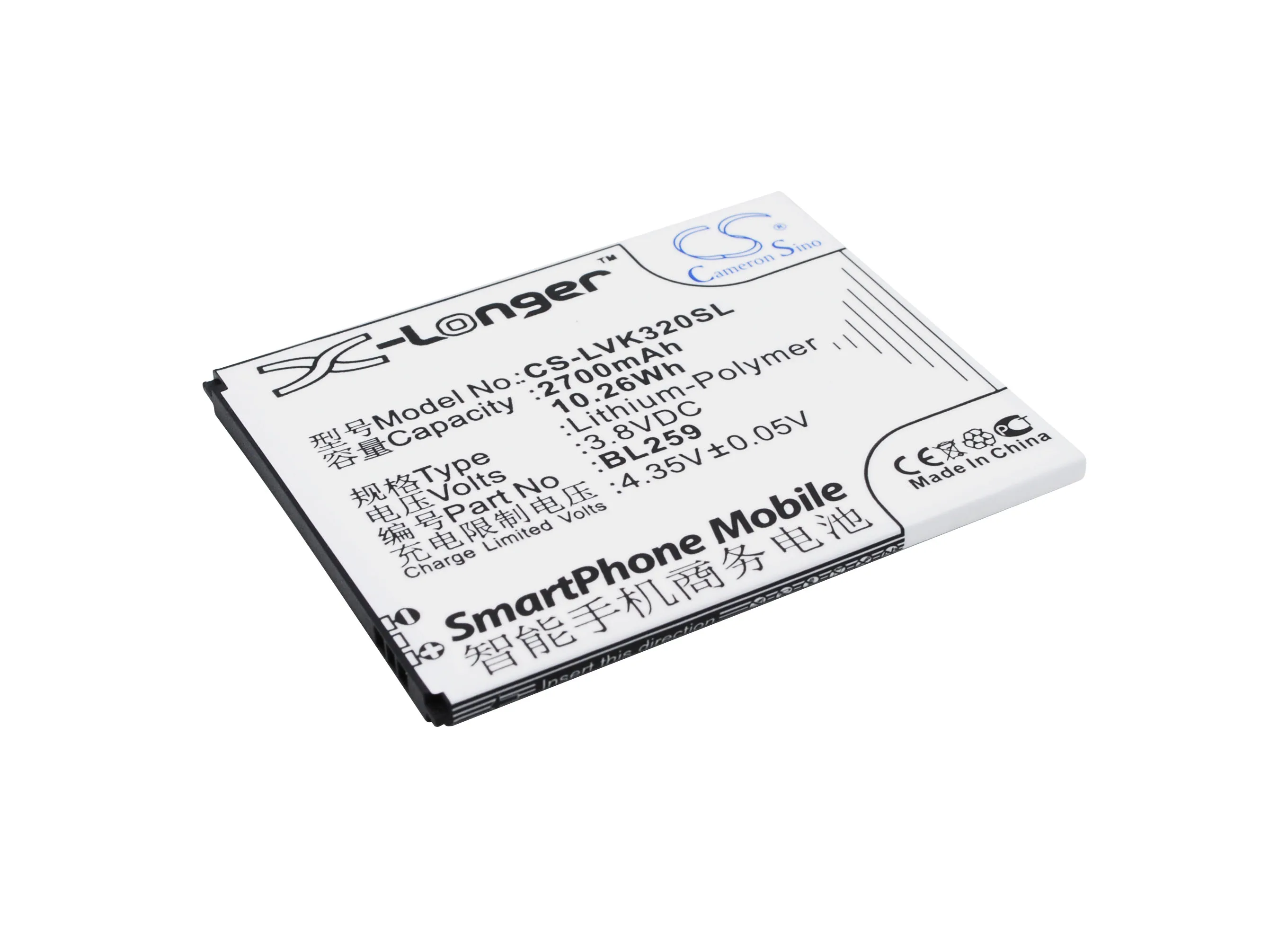 CS 2700mAh / 10.26Wh battery for Lenovo K32C36, Lemon 3, Lemon 3 Dual SIM TD-LTE BL259
CS 2700mAh / 10.26Wh battery for Lenovo K32C36, Lemon 3, Lemon 3 Dual SIM TD-LTE BL259