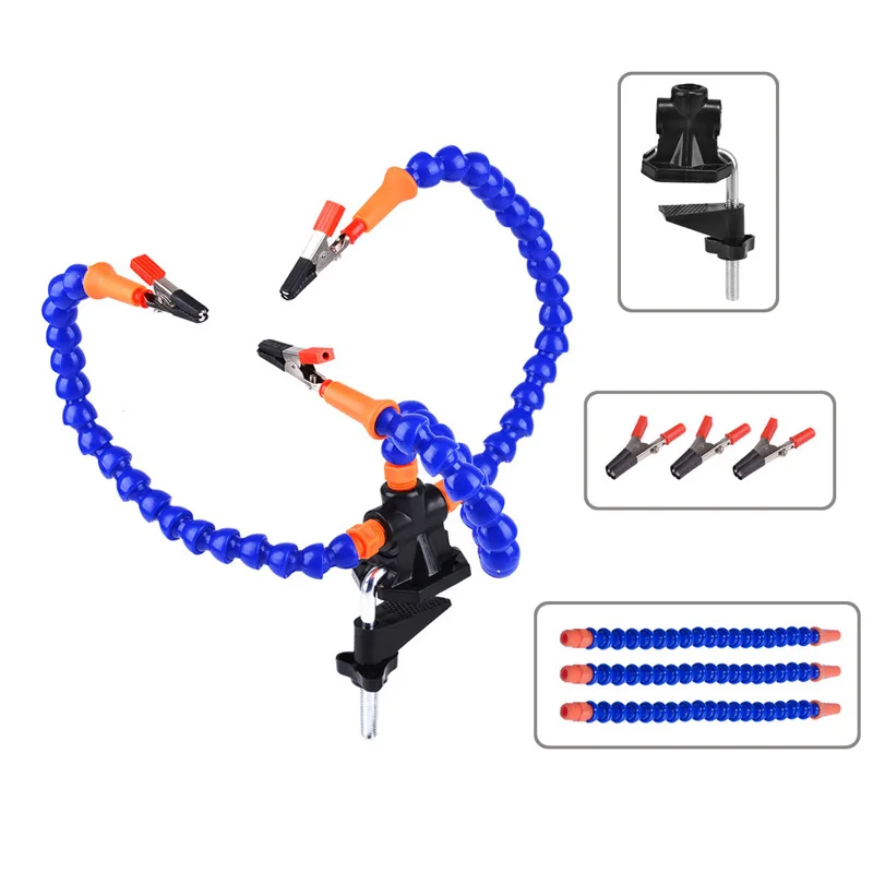 Синяя многофункциональная паяльная станция с тремя гибкими ручками
Синяя многофункциональная паяльная станция с тремя гибкими ручками