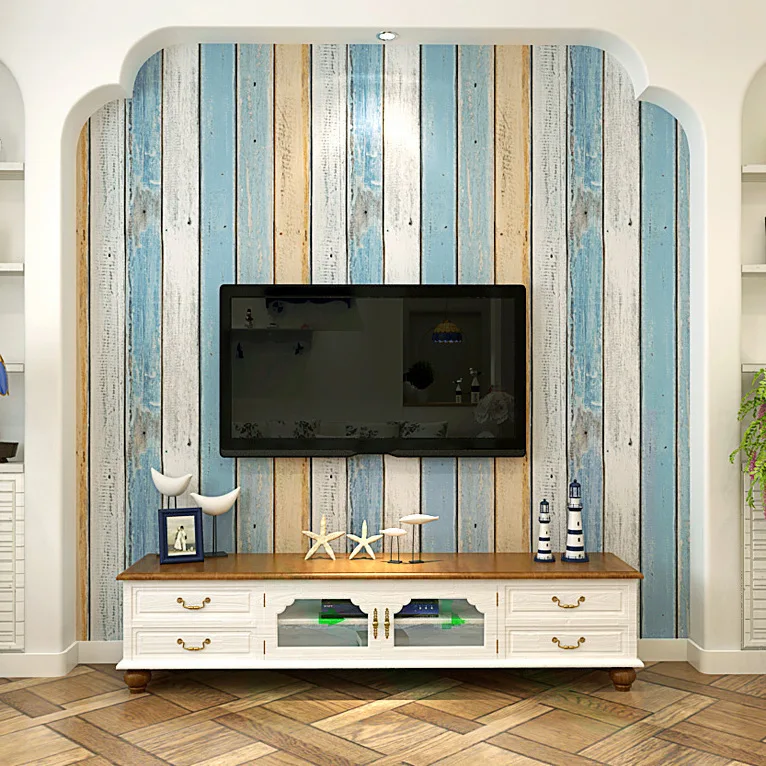 Mediterranean Style TV Background Wall Wallpaper Living Room Film and Television Wall Imitation Wood-Grain Non-Woven Blue
Mediterranean Style TV Background Wall Wallpaper Living Room Film and Television Wall Imitation Wood-Grain Non-Woven Blue