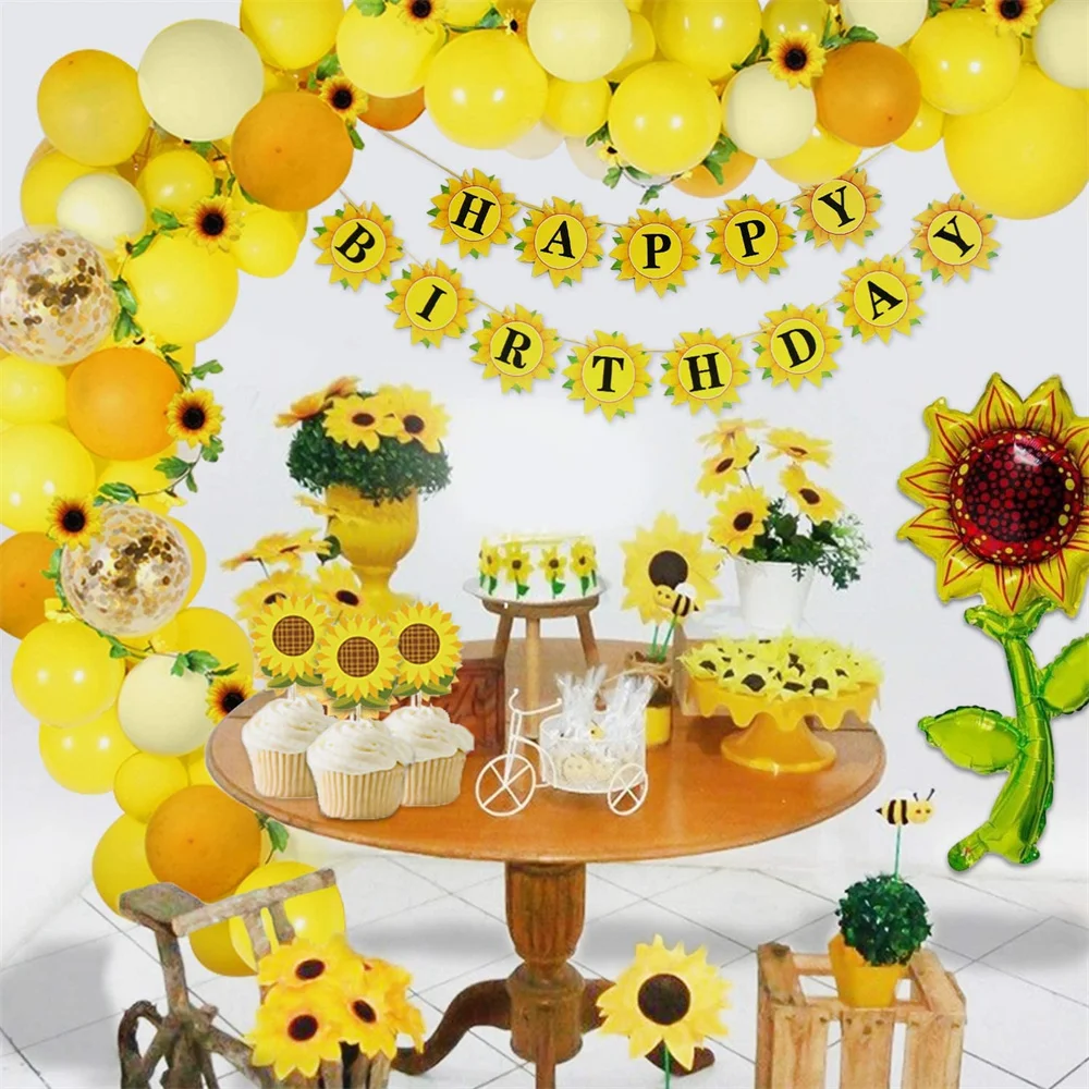Sunflower Party Supplies, Complete with Happy Birthday Accessories Kit, Contains Fake Flower Banners, Aluminum Film Balloons
Sunflower Party Supplies, Complete with Happy Birthday Accessories Kit, Contains Fake Flower Banners, Aluminum Film Balloons