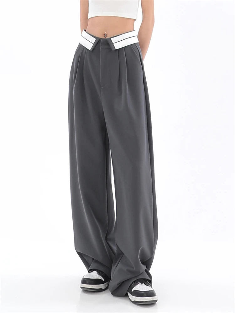 Retro Hong Kong Style Wide-leg Grey Suit Pants Women's High Street Design Sense Niche Straight Drapey Mopping Casual Trousers
Retro Hong Kong Style Wide-leg Grey Suit Pants Women's High Street Design Sense Niche Straight Drapey Mopping Casual Trousers