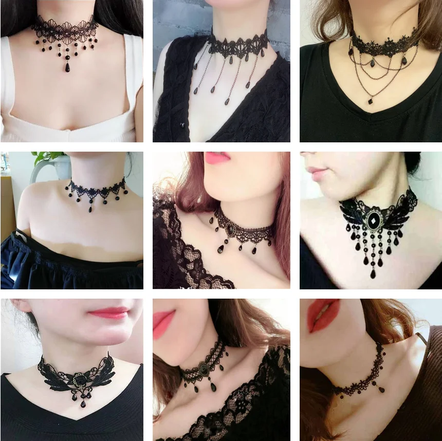 European and American Popular Jewelry Luxury Water Drop Black Lace Crystal Baroque Jewelry Handmade Clavicle Chain Necklace
European and American Popular Jewelry Luxury Water Drop Black Lace Crystal Baroque Jewelry Handmade Clavicle Chain Necklace