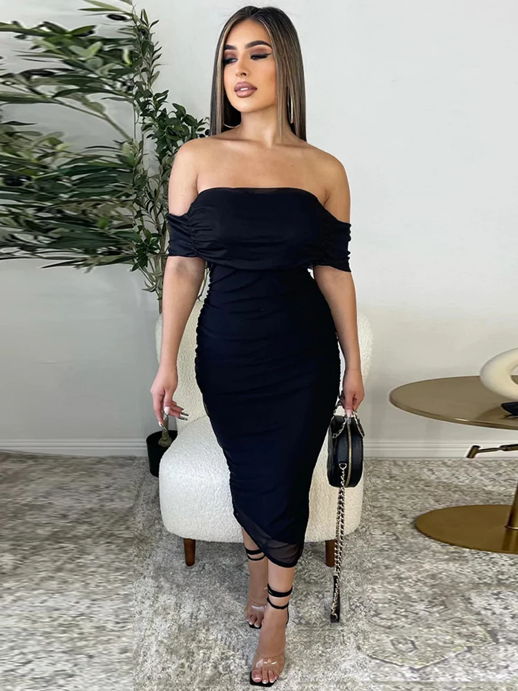 Simple Holiday Vacation Slash Neck Ruched Front Back Skinny Vestido Women Solid Color Cold Shoulder Open Back Long Party Dresses
Simple Holiday Vacation Slash Neck Ruched Front Back Skinny Vestido Women Solid Color Cold Shoulder Open Back Long Party Dresses