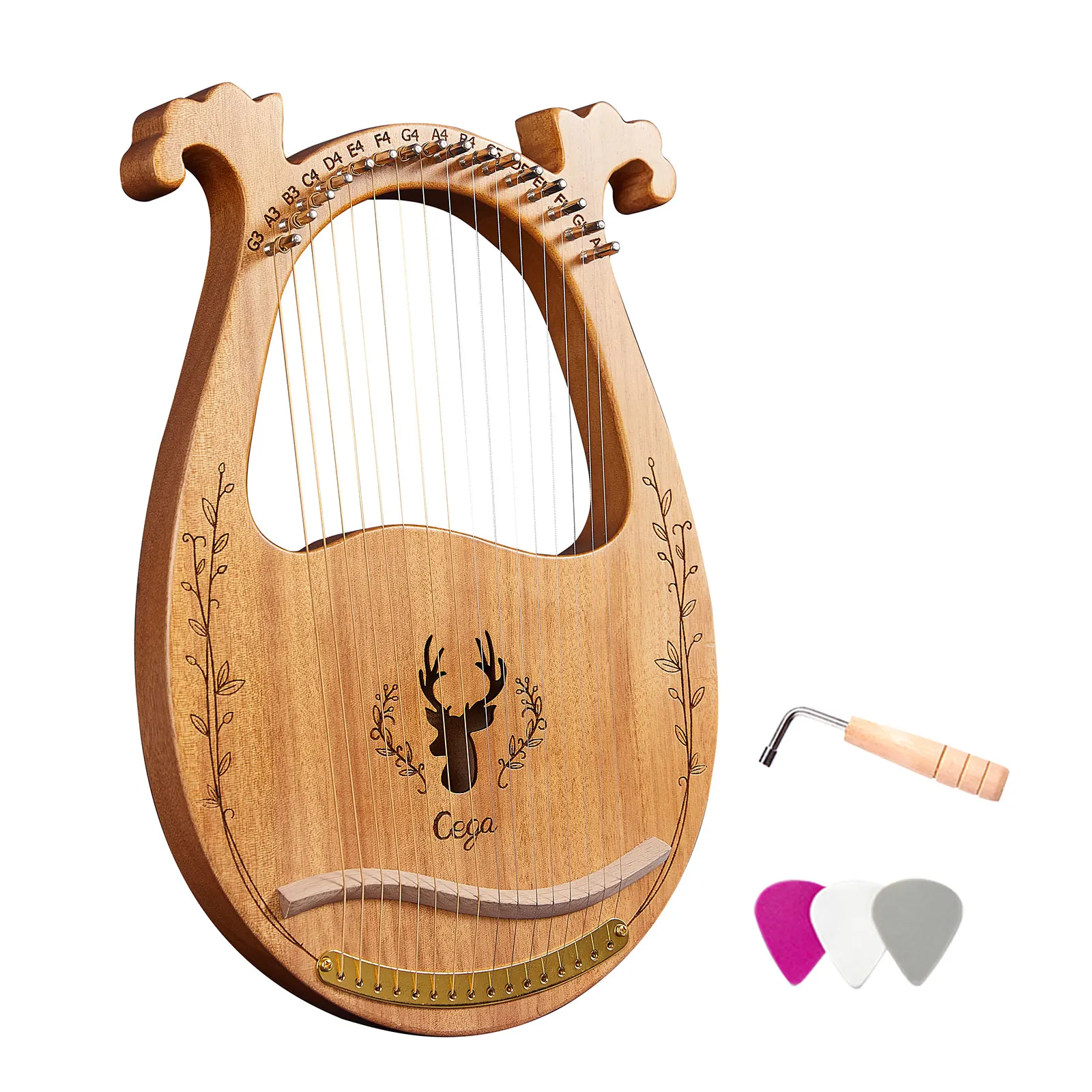 16-String Wooden Lyre with Tuning Wrench Solid Wood Stringed Instruments Mini Harp Musical Instrument Music Maker Toys
16-String Wooden Lyre with Tuning Wrench Solid Wood Stringed Instruments Mini Harp Musical Instrument Music Maker Toys