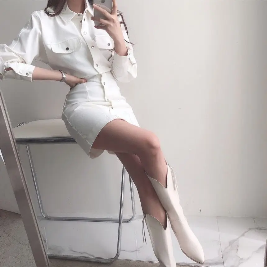 2023 Women Korean Fashion Elegant Shirt Dress Autumn New White Retro Lapel Single-breasted Slim Fit Long Sleeve Bag Hip Dresses
2023 Women Korean Fashion Elegant Shirt Dress Autumn New White Retro Lapel Single-breasted Slim Fit Long Sleeve Bag Hip Dresses