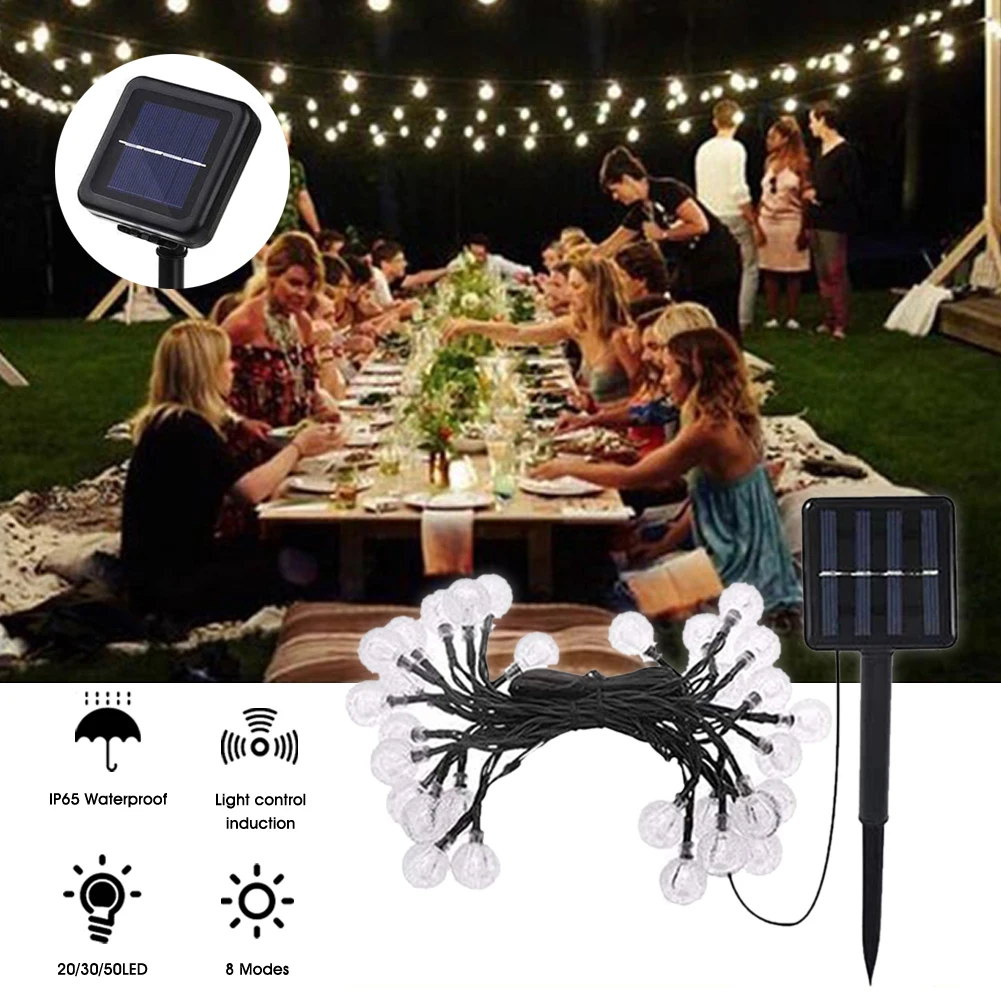 Solar LED Outdoor String Light Waterproof 8 Modes 20/30/50Pcs Bulbs Solar Powered Garland String Lights Home Garden Decor
Solar LED Outdoor String Light Waterproof 8 Modes 20/30/50Pcs Bulbs Solar Powered Garland String Lights Home Garden Decor