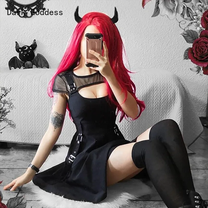 Gothic Black Dress Sexy Mesh Harajuku Grunge Women Mini Dress Streetwear Fashion Female A-line Summer Dresses
Gothic Black Dress Sexy Mesh Harajuku Grunge Women Mini Dress Streetwear Fashion Female A-line Summer Dresses
