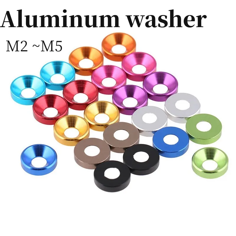 10Pcs M2 M2.5 M3 M4 M5 Aluminum Alloy Countersunk Head Washer Head Bolt Washers Gasket Anodized Flat Head Washer Colorful
10Pcs M2 M2.5 M3 M4 M5 Aluminum Alloy Countersunk Head Washer Head Bolt Washers Gasket Anodized Flat Head Washer Colorful