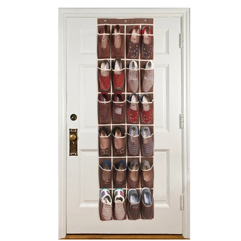 

Органайзер для обуви с 24 карманами, из дышащей сетки, над дверью, стеллаж для хранения вешается на Шкафы для кроссовок или домашних аксессуа...