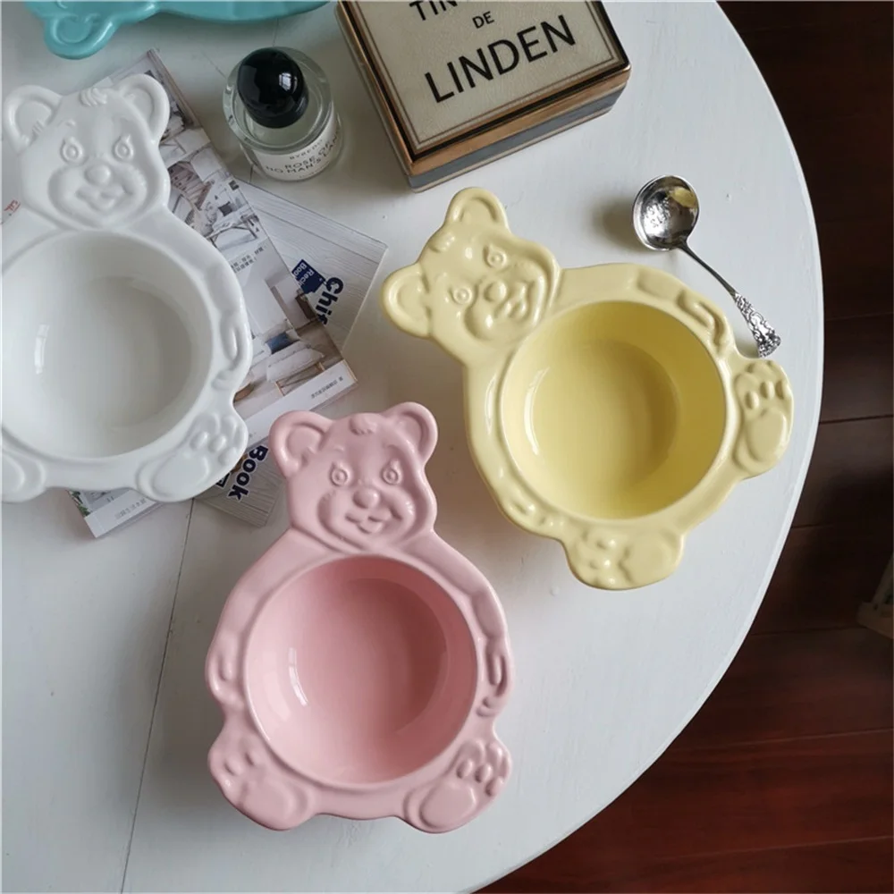 Cartoon Bear Dessert Plate Bowls Cute Ceramic Dinner Dishes Korean Ins Bear Dessert Flat Soup Bowl Breakfast Salad Fruit Tray 
Cartoon Bear Dessert Plate Bowls Cute Ceramic Dinner Dishes Korean Ins Bear Dessert Flat Soup Bowl Breakfast Salad Fruit Tray