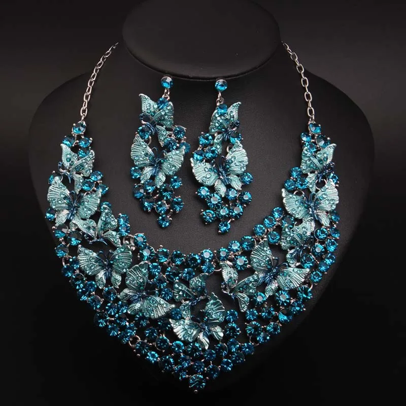 Sangnuo Luxury Blue Butterfly Crystal Statement Necklace Earrings Set African Dubai Women Wedding Jewellry Sets Bridal Jewelry
Sangnuo Luxury Blue Butterfly Crystal Statement Necklace Earrings Set African Dubai Women Wedding Jewellry Sets Bridal Jewelry