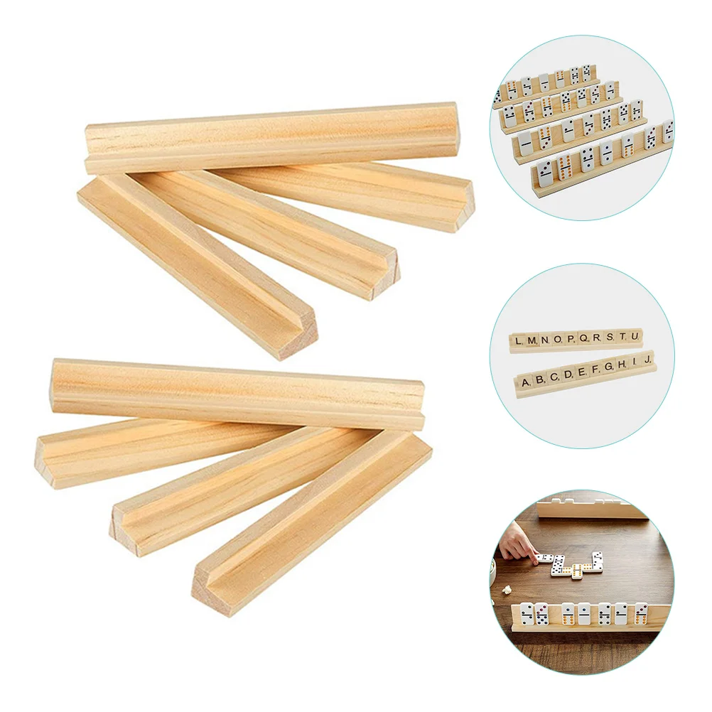 

8 Pcs Mini Card Holder DIY Domino Trays Desktop Racks Display Stand Toy Cards Base Displaying Supply Wooden Bases Child