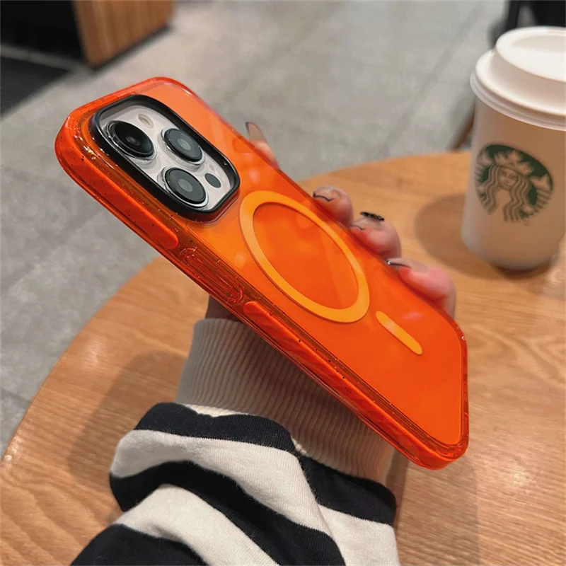 Прозрачный флуоресцентный цветной чехол Magsafe для Apple iphone 14promax, Силиконовый противоударный чехол с подушкой безопасности для iPhone 14, 14plus, 14Pro 
Прозрачный флуоресцентный цветной чехол Magsafe для Apple iphone 14promax, Силиконовый противоударный чехол с подушкой безопасности для iPhone 14, 14plus, 14Pro