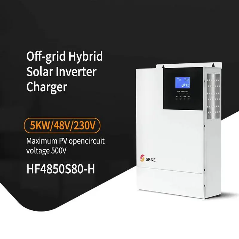 SRNE All-In-One Parallel HF4850S80-H High Solar PV Voltage Pure Sine Wave 5KW DC48V/AC220V 80A MPPT Charge Controller 
SRNE All-In-One Parallel HF4850S80-H High Solar PV Voltage Pure Sine Wave 5KW DC48V/AC220V 80A MPPT Charge Controller