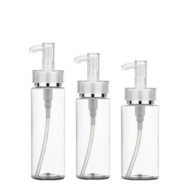 

120ml 160ml 200ml New Empty Clear PET Plastic Lotion Refillable Bottle Luxury Acrylic Pump Cosmetic Packaging Container 10pieces