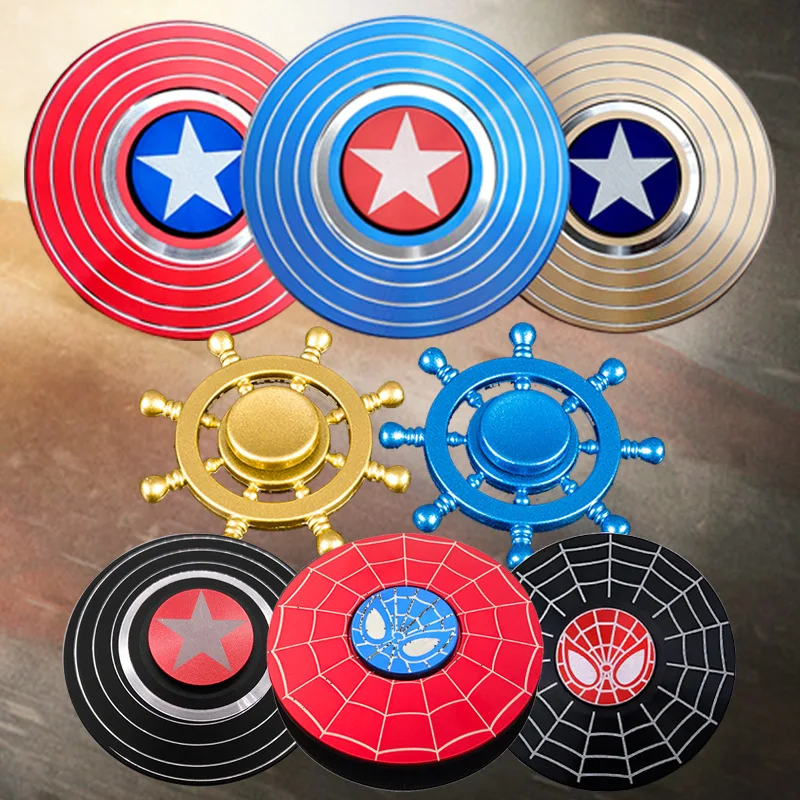 

New American Captain Fingertip Gyro Shield Aluminum Alloy Gyro Spinner Decompression Toy Gyro Fidget Ring for Kids Adult Gifts