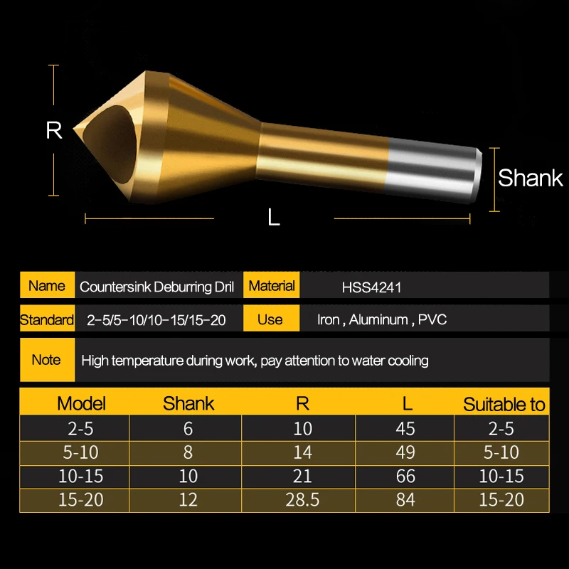 4pcs Set Titanium Countersink Deburring Drill Conical Hole Steel Cutter / Aluminum Countersunk Head Chamfering Tools
4pcs Set Titanium Countersink Deburring Drill Conical Hole Steel Cutter / Aluminum Countersunk Head Chamfering Tools