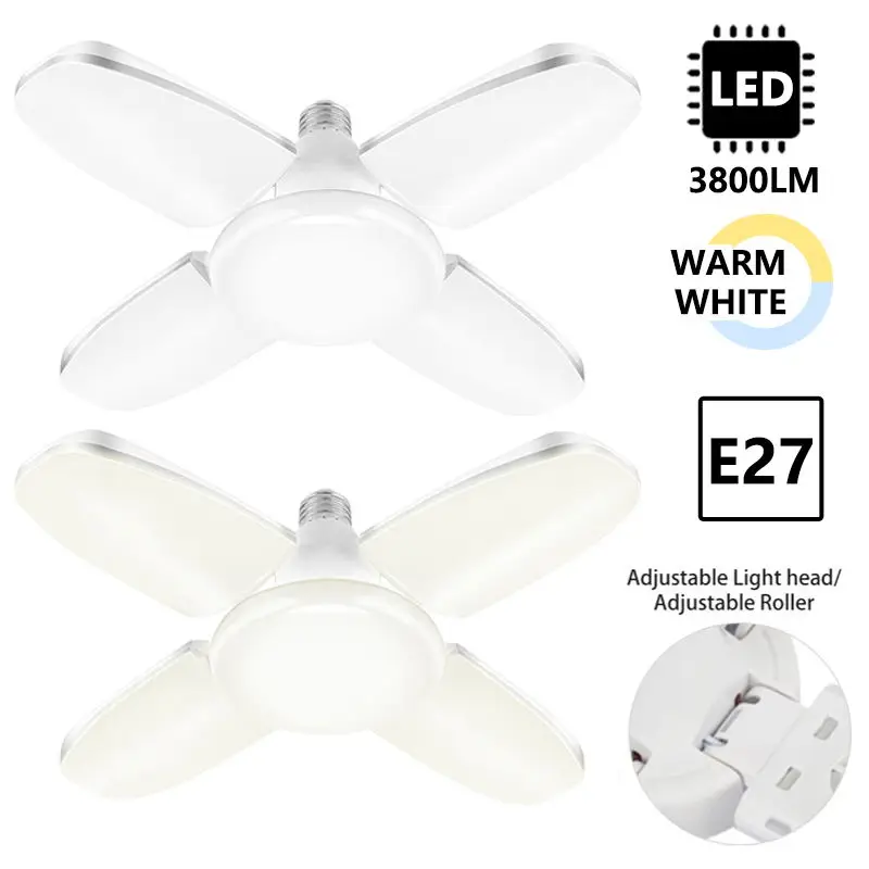 LED Garage Lights Deformable E27 LED Bulbs 3/4 Adjustable Panels Workshop Warehouse Garage Ceiling Lights Super Bright LED Lamps
LED Garage Lights Deformable E27 LED Bulbs 3/4 Adjustable Panels Workshop Warehouse Garage Ceiling Lights Super Bright LED Lamps