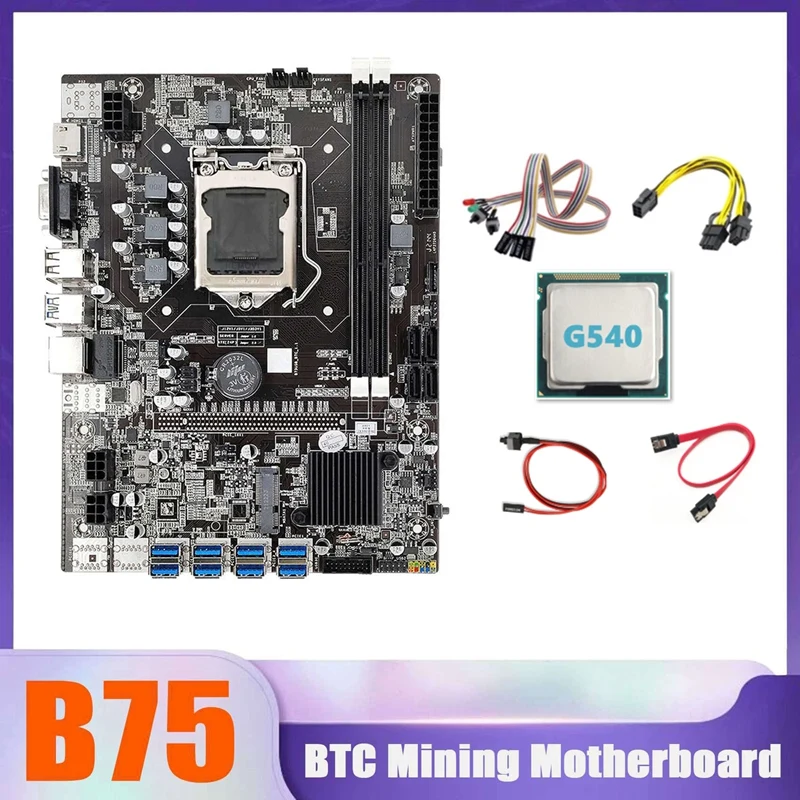 B75 BTC Miner Motherboard 8XUSB+G540 CPU+Switch Cable+SATA Cable+6Pin To Dual 8Pin Cable+With Light Switch Cable 
B75 BTC Miner Motherboard 8XUSB+G540 CPU+Switch Cable+SATA Cable+6Pin To Dual 8Pin Cable+With Light Switch Cable