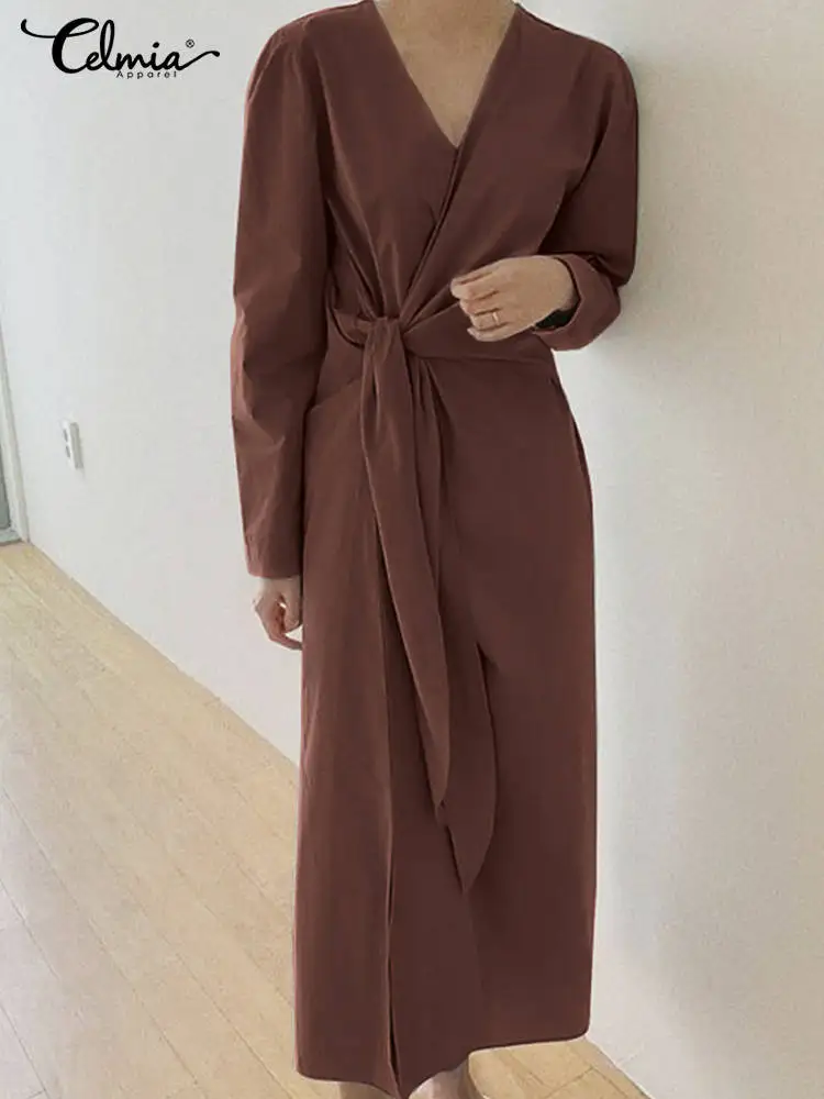 Элегантное Длинное Платье-рубашка Celmia с запахом, женское платье с длинным рукавом-фонариком, Осеннее Бандажное однотонное платье, повседне...
Элегантное Длинное Платье-рубашка Celmia с запахом, женское платье с длинным рукавом-фонариком, Осеннее Бандажное однотонное платье, повседне...