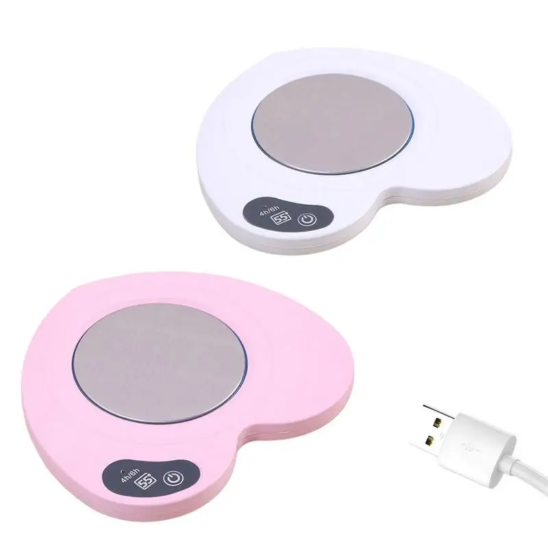 

Mug Warmer Heart Shape USB Charging Coaster Self Heating Coffee Warmer For Desk Candle Warmer Coffee Cup Warmer Christmas Gift