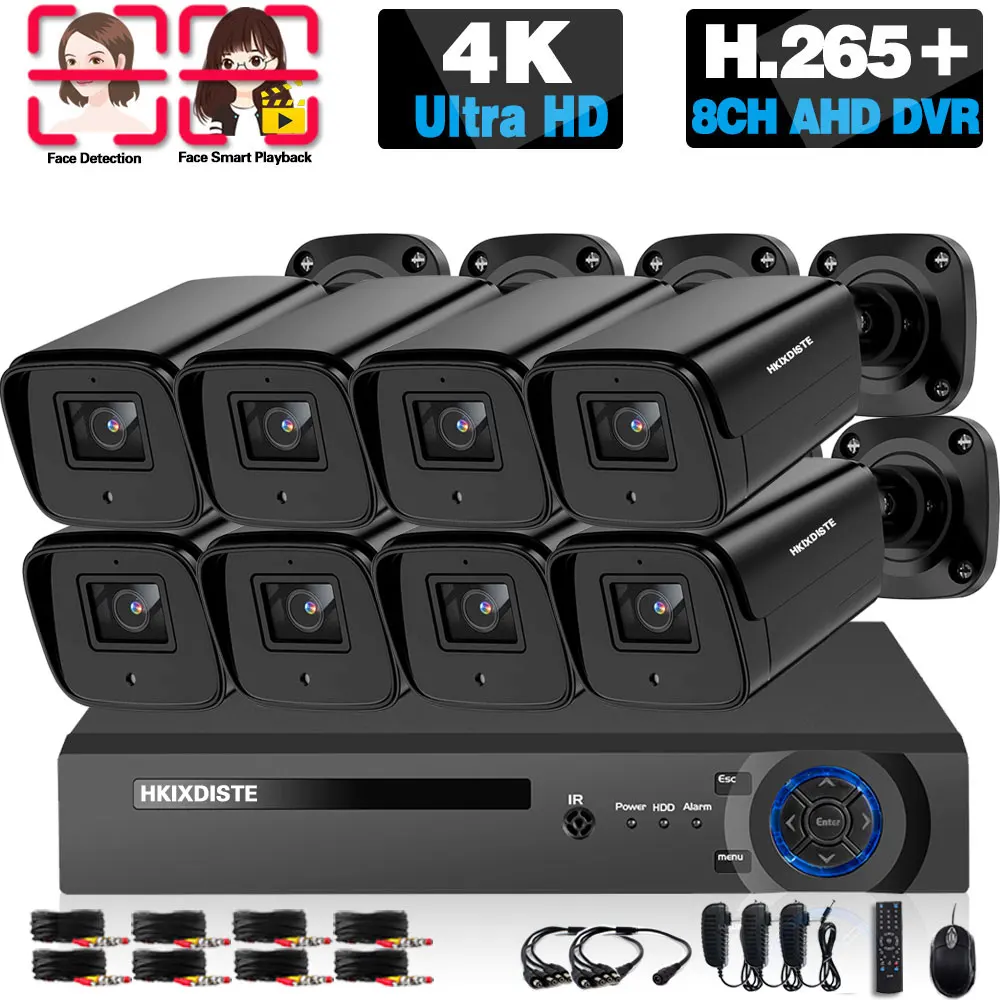CCTV DVR Camera Security System Kit 4k 8CH Outdoor Waterproof Bullet AHD Camera Video Surveillance System Kit 8MP DVR Set XMEYE 
CCTV DVR Camera Security System Kit 4k 8CH Outdoor Waterproof Bullet AHD Camera Video Surveillance System Kit 8MP DVR Set XMEYE