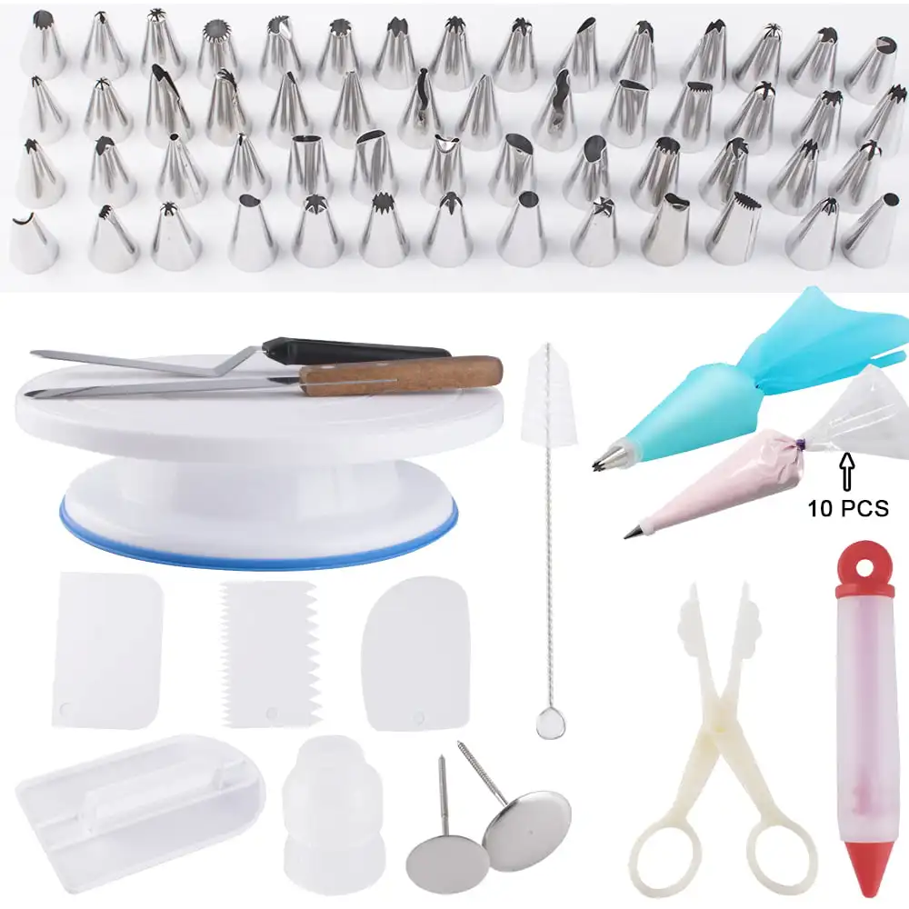 Cake Decorating Supplies Kit With 55 PCS Icing Piping Tips Cake Rotating Turntable Pastry Bags and More Accessories Create AMAZI
Cake Decorating Supplies Kit With 55 PCS Icing Piping Tips Cake Rotating Turntable Pastry Bags and More Accessories Create AMAZI