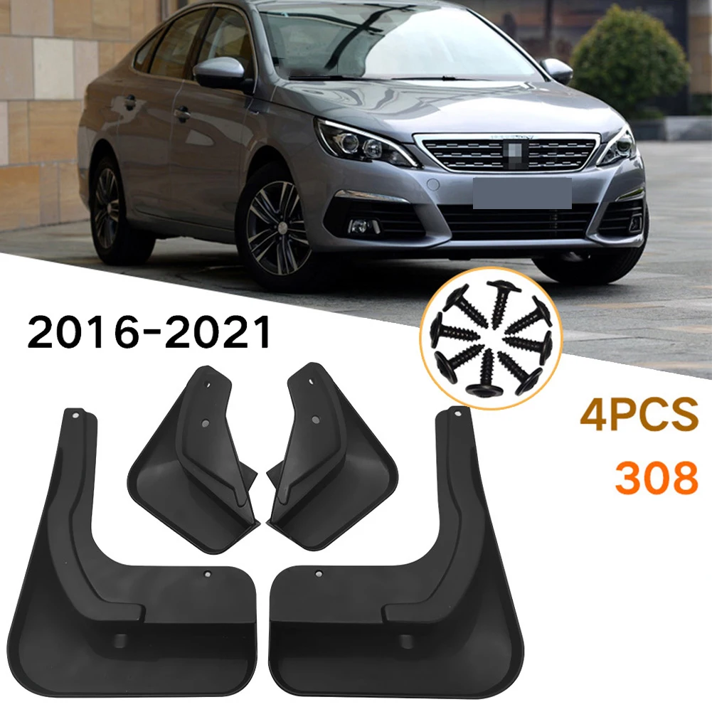 

4Pcs Car Mudflaps Splash Guard Mud Flap Mudguard Fender For 308 Hatchback Hatch 2016-2021 ABS Plastic Car Tire Fender Accessorie