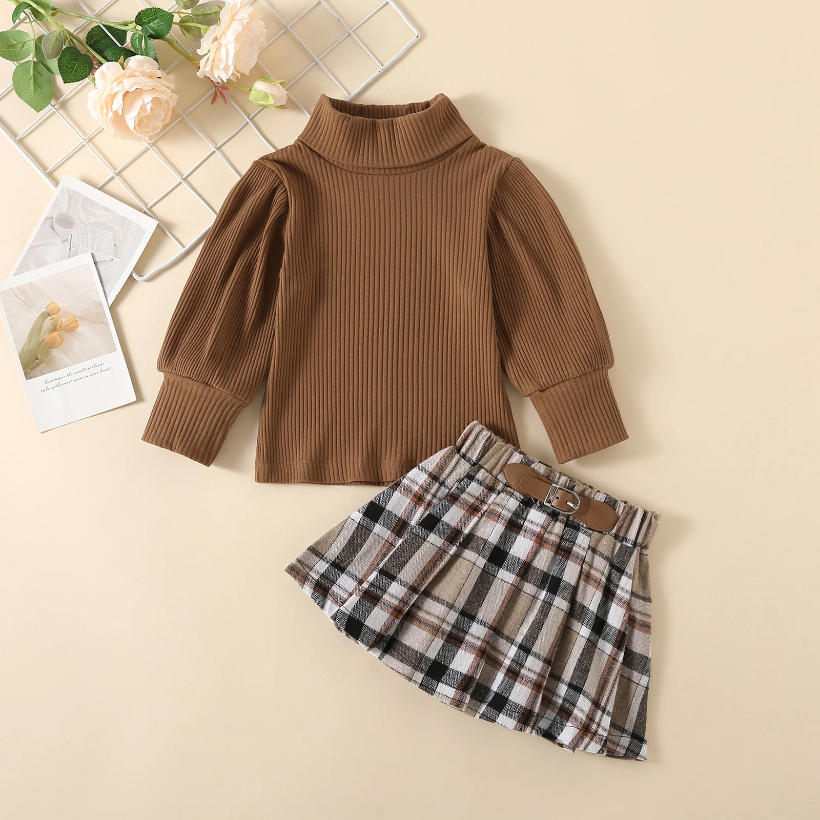 New Fashion 2PCS Toddler Girls Fall Outfits Long Sleeve Mock Neck Ribbed Knit Tops + Plaid Skirt Set 12 Months-6 Years
New Fashion 2PCS Toddler Girls Fall Outfits Long Sleeve Mock Neck Ribbed Knit Tops + Plaid Skirt Set 12 Months-6 Years