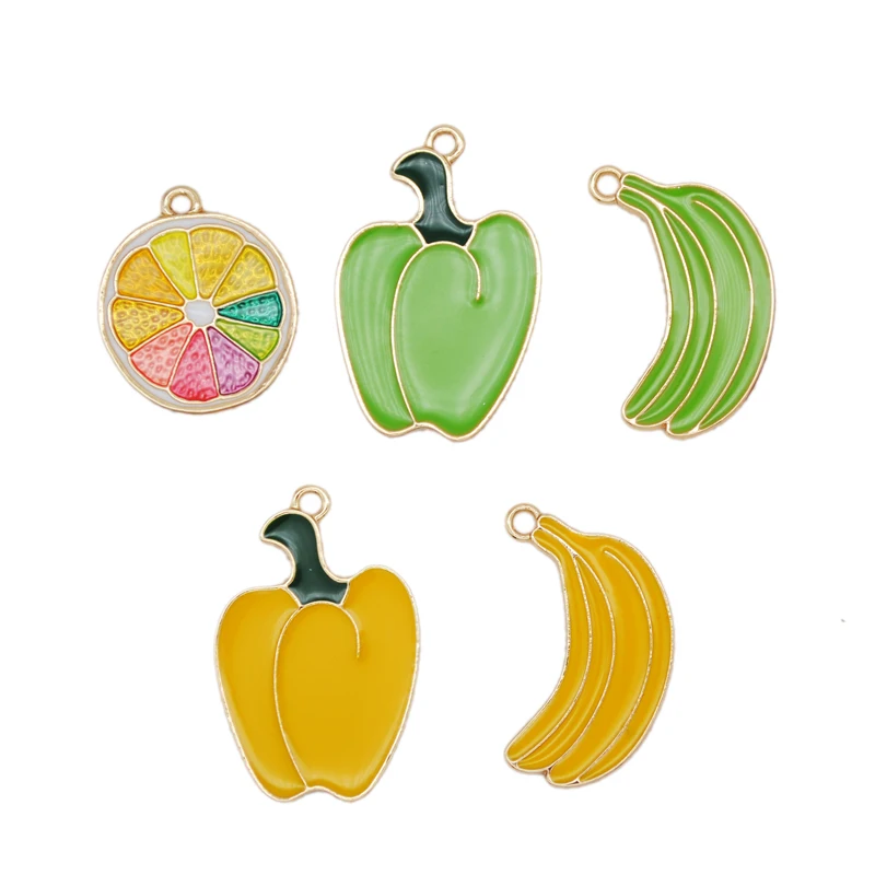 10pcs/Lot Enamel Vegetables Pepper Banana Orange Charms Handmade DIY Charm for Bracelets Pendants Jewelry Making
10pcs/Lot Enamel Vegetables Pepper Banana Orange Charms Handmade DIY Charm for Bracelets Pendants Jewelry Making
