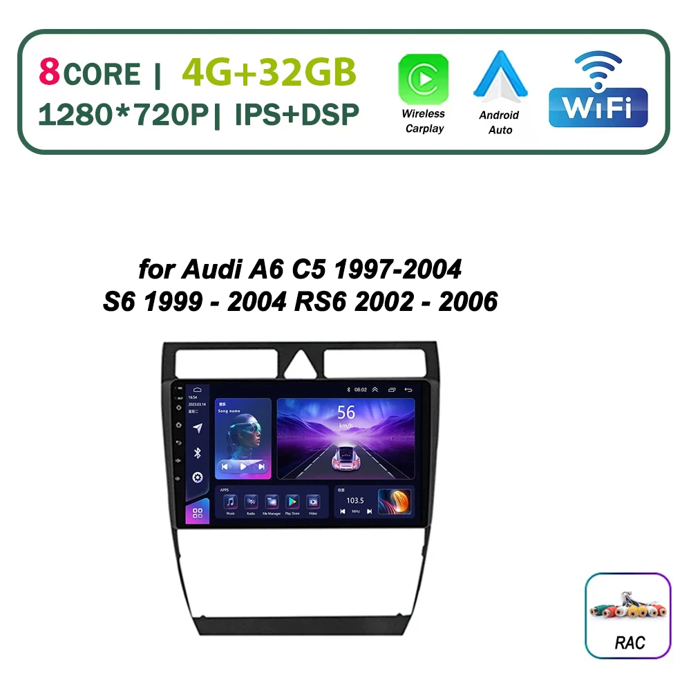 Для Audi A6 C5 1997-2004 S6 1999-2004 RS6 2002-2006 Android 16 Автомобильный радиоприемник Мультимедийный плеер 2Din Carplay Стерео GPS Головное устройство
Для Audi A6 C5 1997-2004 S6 1999-2004 RS6 2002-2006 Android 16 Автомобильный радиоприемник Мультимедийный плеер 2Din Carplay Стерео GPS Головное устройство