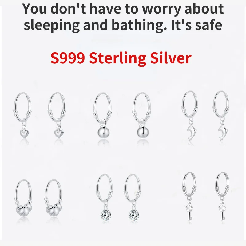 Lesfei S999 Sterling Silver Circle Small Ear Ring ear Buckle Non Removable Pendant Earrings for Women's Jewelry Gift Accessories
Lesfei S999 Sterling Silver Circle Small Ear Ring ear Buckle Non Removable Pendant Earrings for Women's Jewelry Gift Accessories