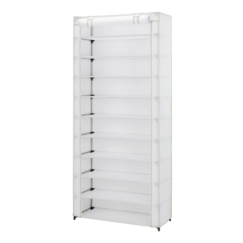 10 Shelf Organizer Shoe Rack with Cover, White 
10 Shelf Organizer Shoe Rack with Cover, White