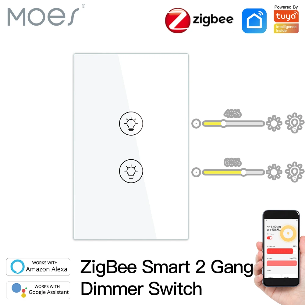 ZigBee Multi-gang Smart Light Dimmer Switch Independent Control Smart Tuya APP Control Works with Alexa Google Home 1/2/3 Gang
ZigBee Multi-gang Smart Light Dimmer Switch Independent Control Smart Tuya APP Control Works with Alexa Google Home 1/2/3 Gang