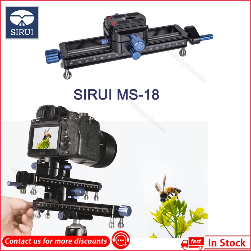

SIRUI MS-18 Macro Focusing Rail Photography Camera Rail Slider Video Record Track Desktop Shooting 1/4 Screw for DSLR Camera