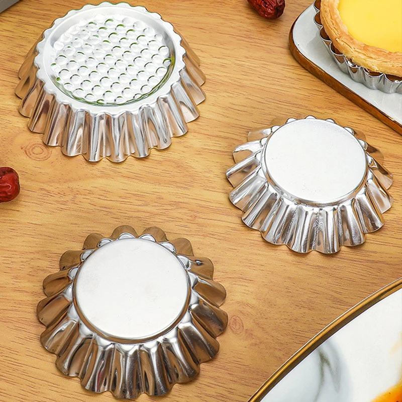 

Reusable Aluminum Alloy Cupcake Egg Tart Mold Steamed Rice Cake Moulds Pudding Jelly Moulds Baking Accessories Kitchen Tools