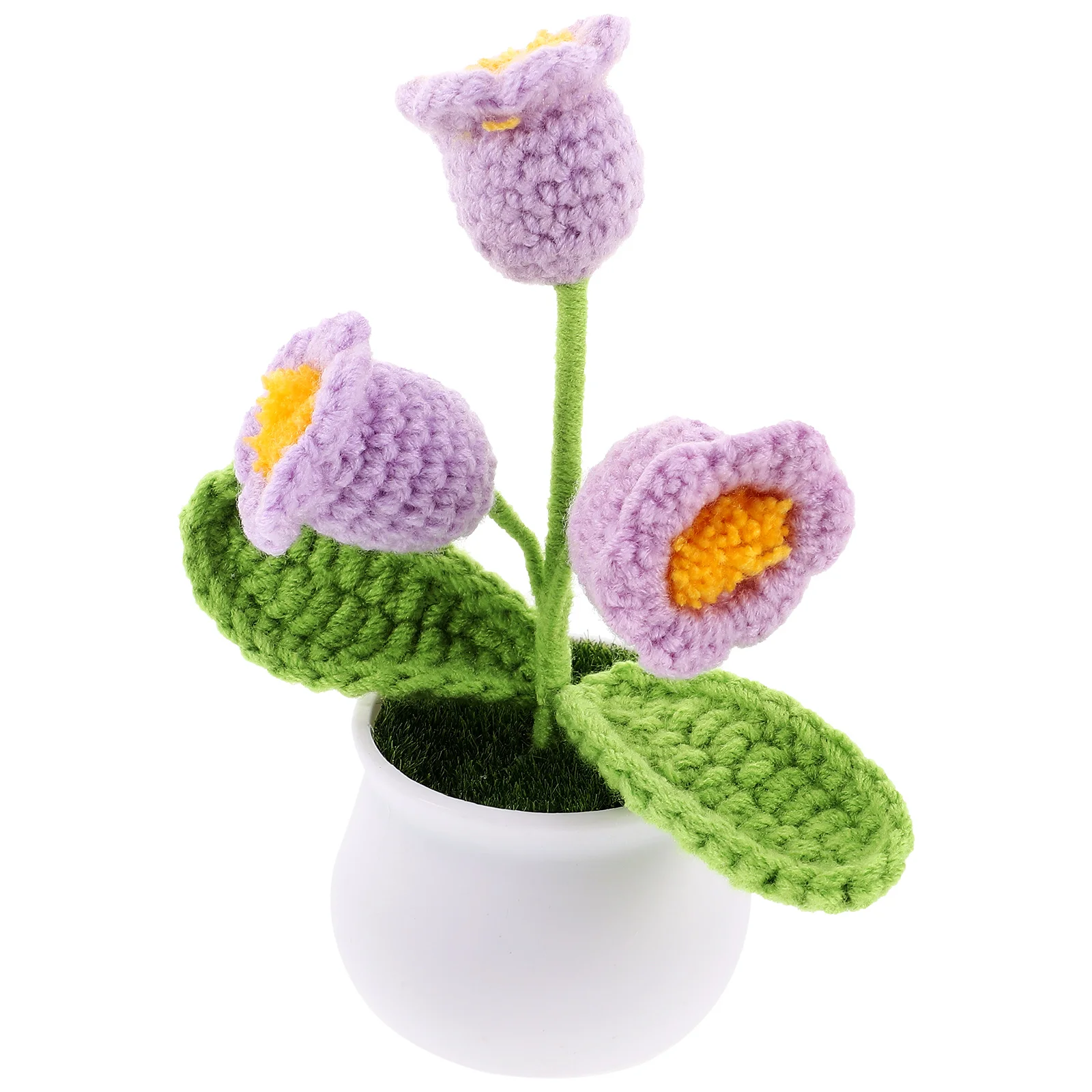 

Crochet Flower Artificial Flowers Potted Fake Convallaria Knitted Mini Valley The Lily Bouquet Orchid Ornament Bonsai Tabletop