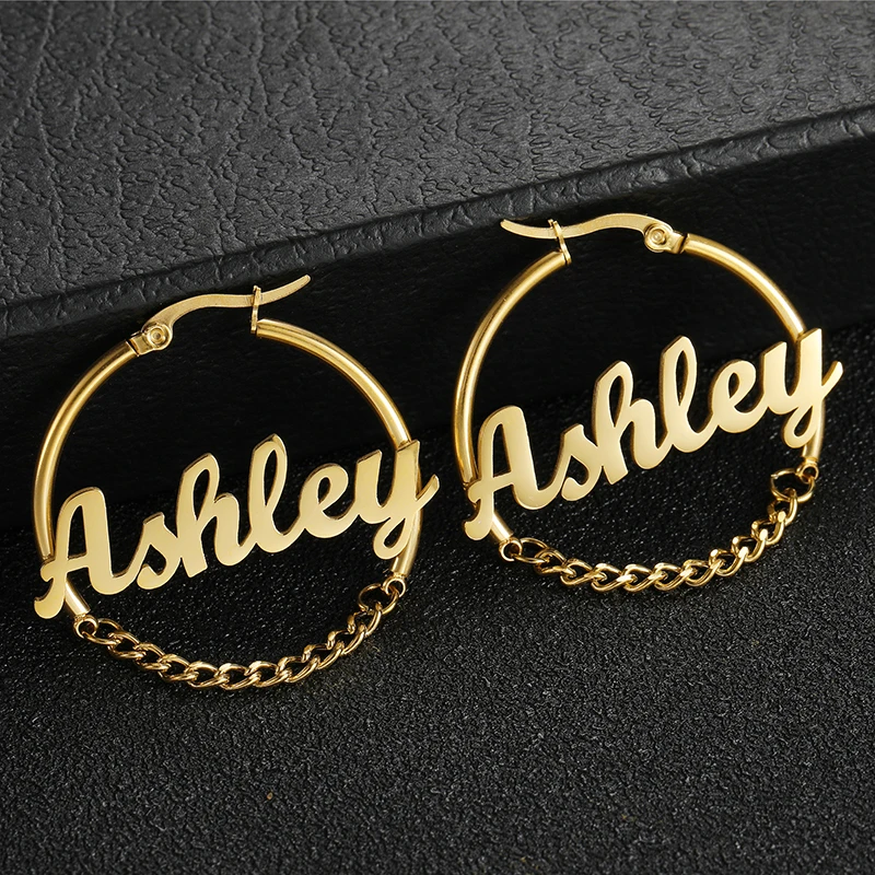 Personalized Stainless Steel Name Hoops Earrings Custom Letters Cricle Chain Earrings Birthday Party Women Gifts Jewelry
Personalized Stainless Steel Name Hoops Earrings Custom Letters Cricle Chain Earrings Birthday Party Women Gifts Jewelry