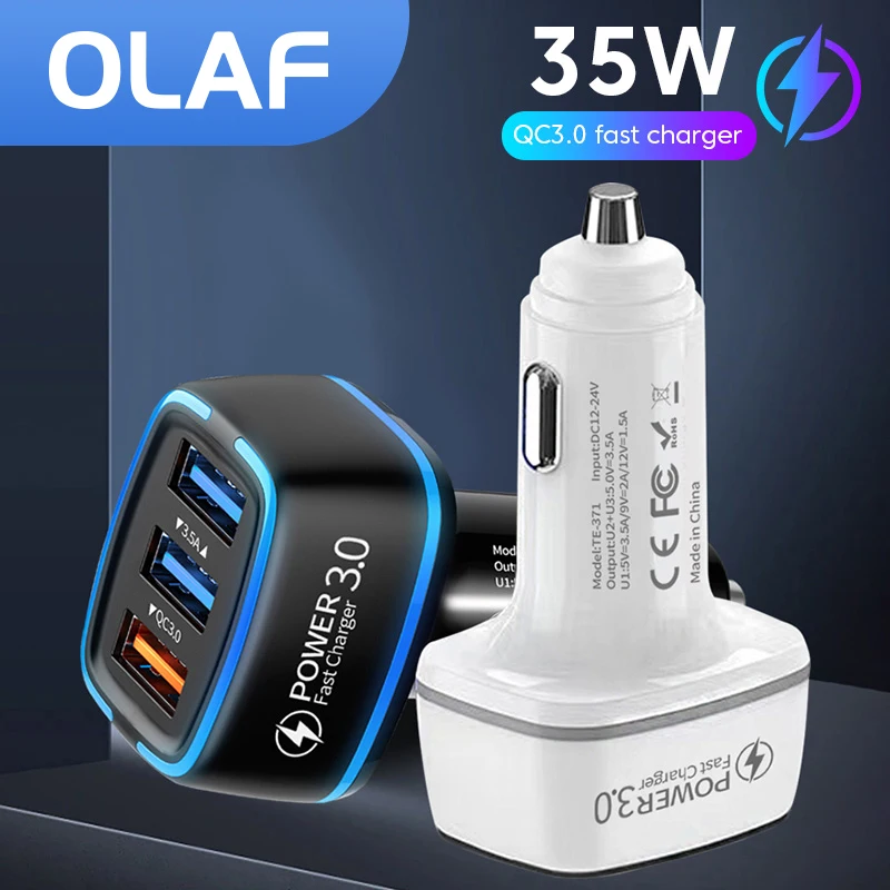 3 Port USB Car Charger 35W 3.5A+QC 3.0 Fast Charging For iPhone Xiaomi Huawei Samsung Oneplus Cellphone Quick Charge Accessorys
3 Port USB Car Charger 35W 3.5A+QC 3.0 Fast Charging For iPhone Xiaomi Huawei Samsung Oneplus Cellphone Quick Charge Accessorys