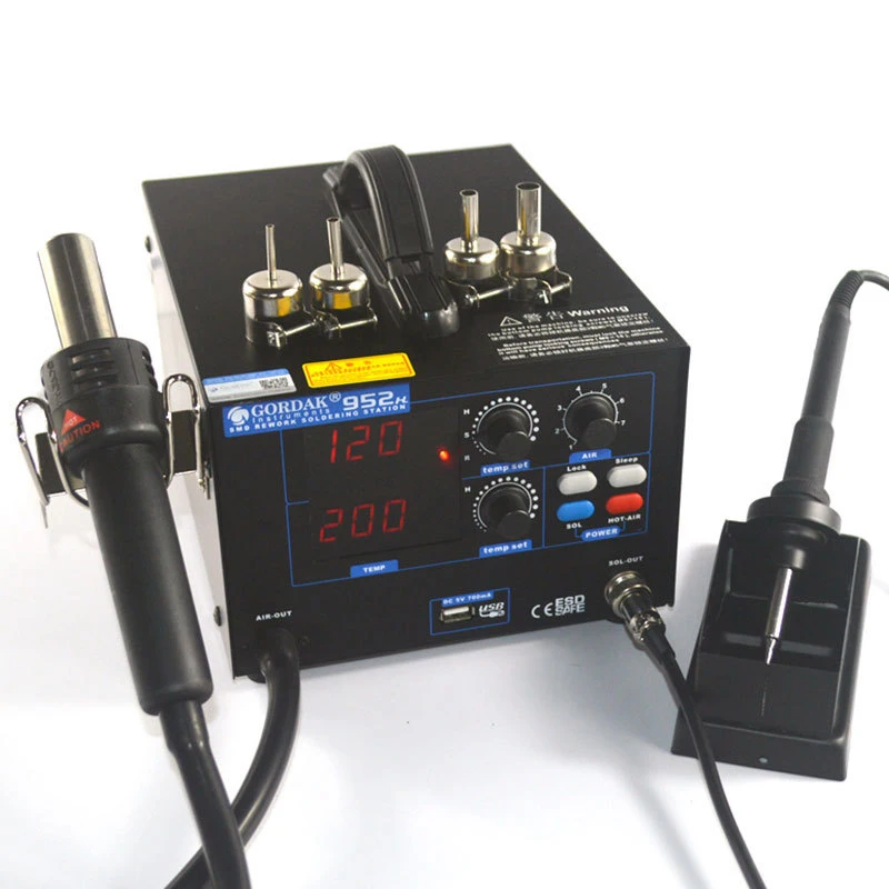 952H Double Digital Display SMD Soldering Station 2 in 1 BGA Rework Welding Station With Hot Air Gun And Solder Iron
952H Double Digital Display SMD Soldering Station 2 in 1 BGA Rework Welding Station With Hot Air Gun And Solder Iron