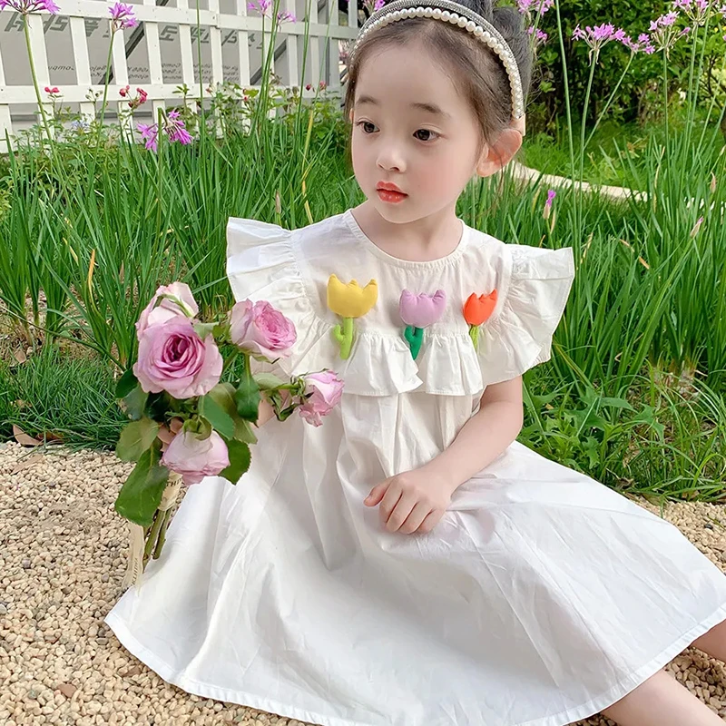 Girls White Dress Summer 2023 New Cotton Children Round Neck Flower Sweet Sweet Kids Clothes Baby Girl Princess Dresses 2-10Y
Girls White Dress Summer 2023 New Cotton Children Round Neck Flower Sweet Sweet Kids Clothes Baby Girl Princess Dresses 2-10Y