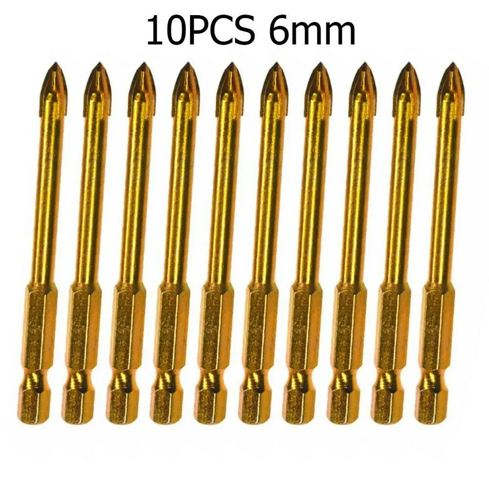 10 PCS 6mm Drill Bit Titanium Ceramic Tile Marble Glass Spear Head Hex Shank Workshop Equipment Power Tools Parts Drill Bits Set
10 PCS 6mm Drill Bit Titanium Ceramic Tile Marble Glass Spear Head Hex Shank Workshop Equipment Power Tools Parts Drill Bits Set