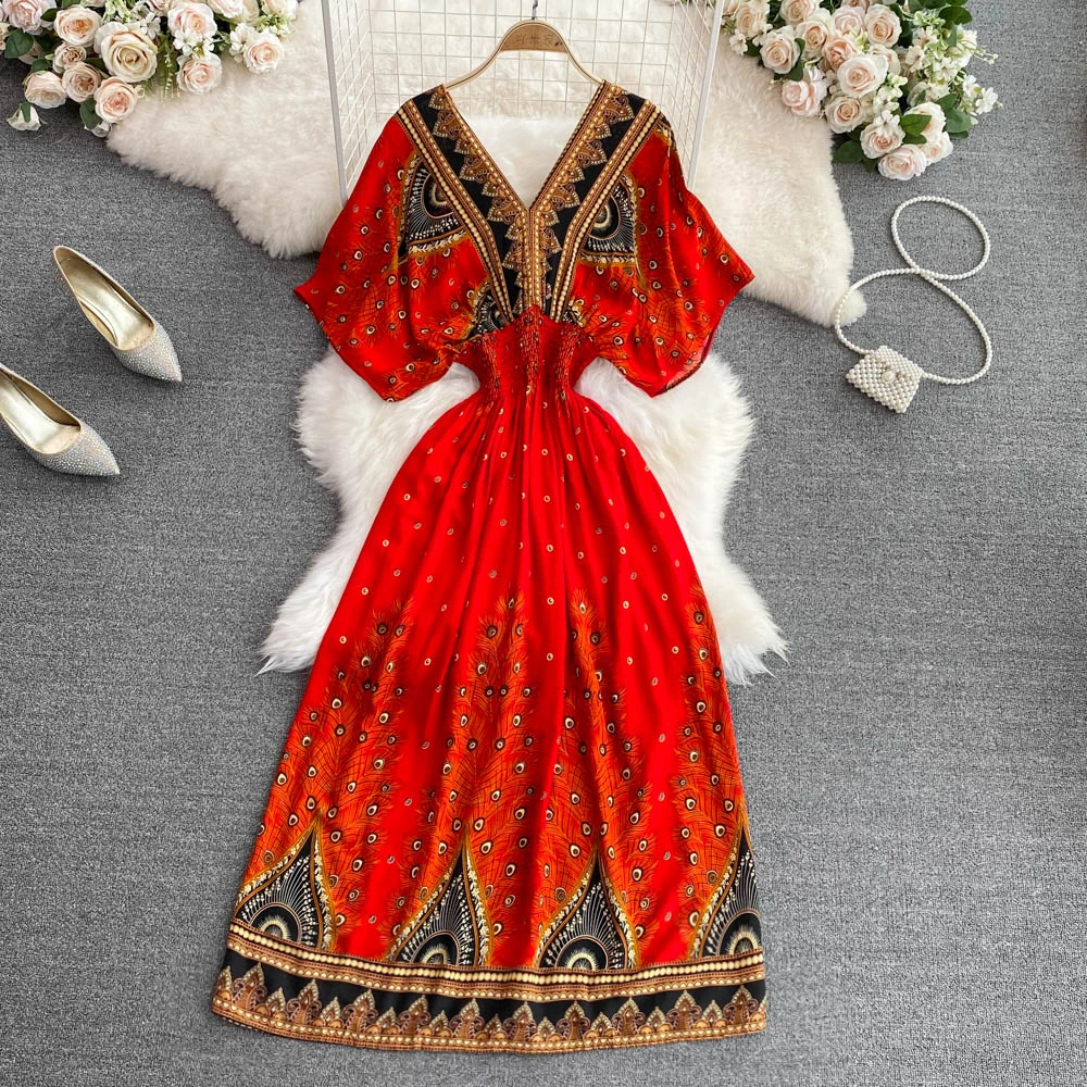 VANOVICH 2022 Summer New Bohemian Style Seaside Holiday Dress Fashion V-neck Batwing Sleeve Waist A-LINE Large Swing Dress
VANOVICH 2022 Summer New Bohemian Style Seaside Holiday Dress Fashion V-neck Batwing Sleeve Waist A-LINE Large Swing Dress