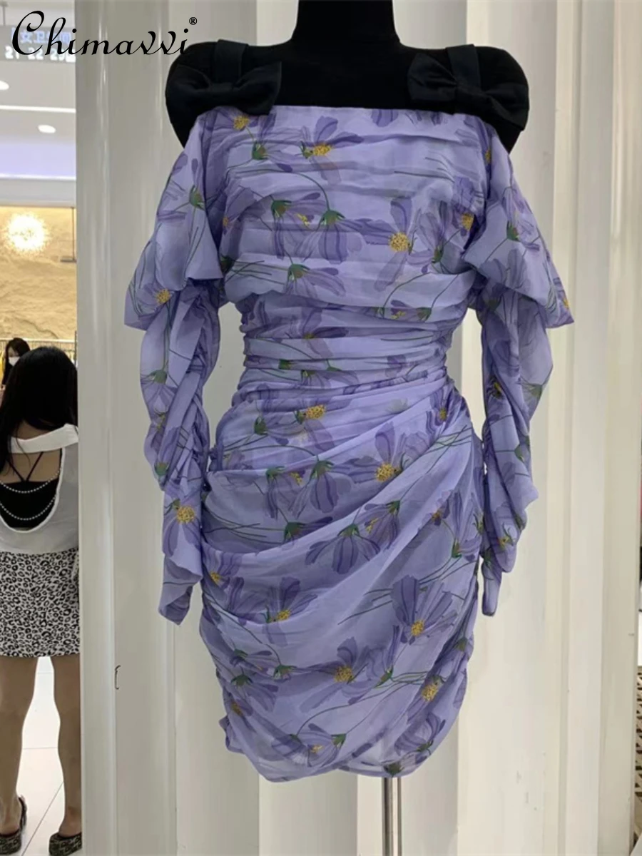 Palace Style Elegant Contrast Color Bow Dress 2022 Early Autumn New Fashion Shoulder-Baring Long Sleeve High Waist Slim Dress
Palace Style Elegant Contrast Color Bow Dress 2022 Early Autumn New Fashion Shoulder-Baring Long Sleeve High Waist Slim Dress