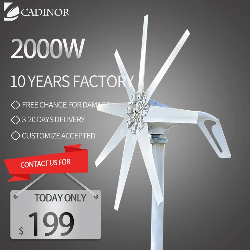 Windmills Generator Turbine Wind Power 2Kw 12V 24V 48V 8Blades With Mppt Hybrid Controller Off Grid System For Home Use
Windmills Generator Turbine Wind Power 2Kw 12V 24V 48V 8Blades With Mppt Hybrid Controller Off Grid System For Home Use