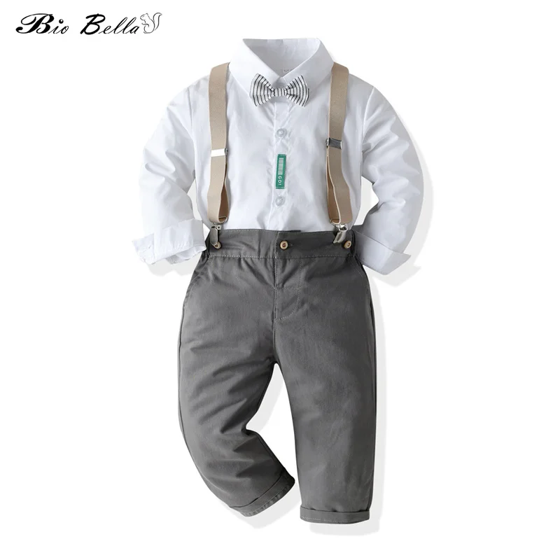 

2 шт., детский хлопковый комплект из блузки с длинным рукавом и брюк
