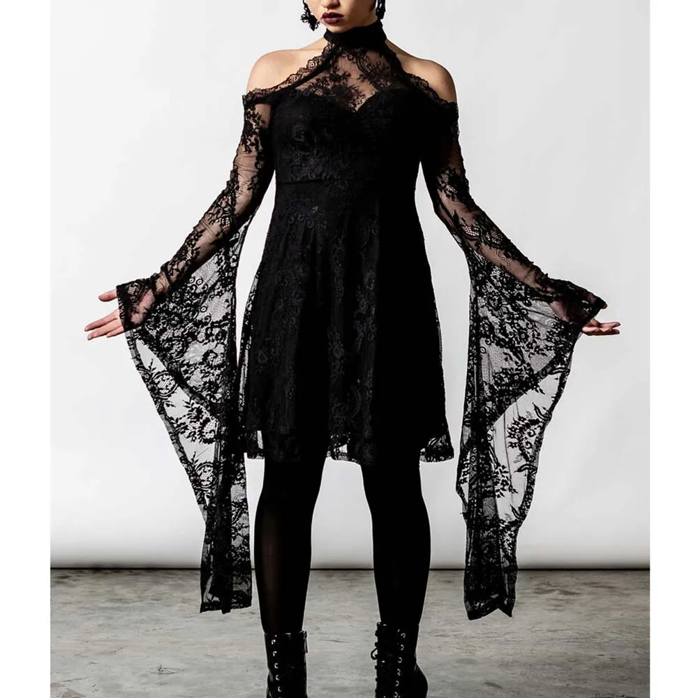 Rosetic Gothic Black Sheer Midi Dress Women Vintage Lace Transparent Punk Goth Long Sleeve Sexy Night Club Clothes Party Dresses
Rosetic Gothic Black Sheer Midi Dress Women Vintage Lace Transparent Punk Goth Long Sleeve Sexy Night Club Clothes Party Dresses