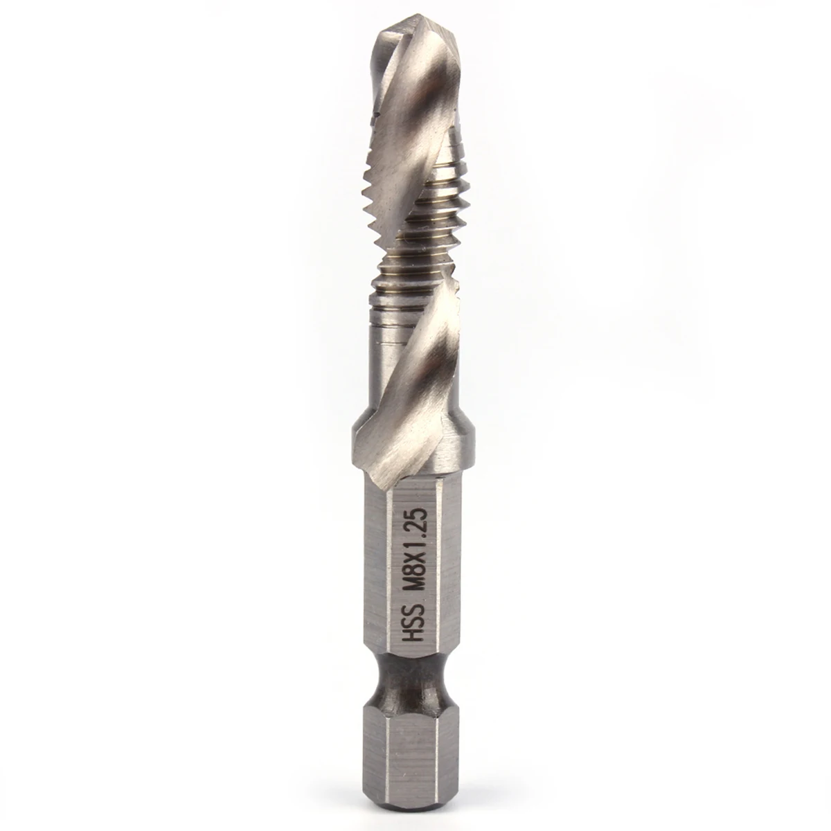 M8 HSS 1/4 "сверло с шестигранным хвостовиком и коническими сверлами, детали для электроинструмента
M8 HSS 1/4 "сверло с шестигранным хвостовиком и коническими сверлами, детали для электроинструмента
