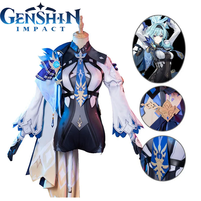 

Костюм для косплея эулы из игры Genshin Impact, аниме-фигурка, костюмы на Хэллоуин для женщин, костюм с париком, одежда для ролевых игр, униформа для вечеринки