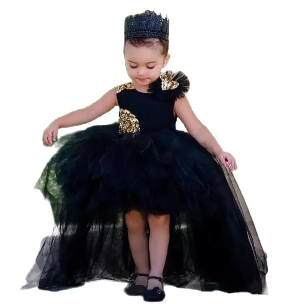 Lovely Black High Low Girls Pageant Gowns With Gold Sequins Tulle Flower Girl Dresses Baby Birthday Party Gown
Lovely Black High Low Girls Pageant Gowns With Gold Sequins Tulle Flower Girl Dresses Baby Birthday Party Gown